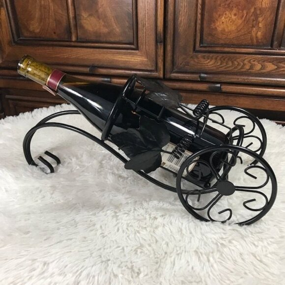 NWOT Black Metal Grapevine Scroll Wine Cart Display - Picture 2 of 9
